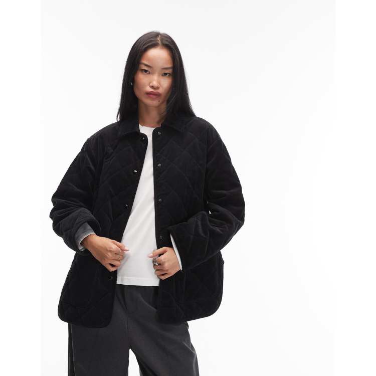 ARKET quilted corduroy oversized jacket with contrast collar in
