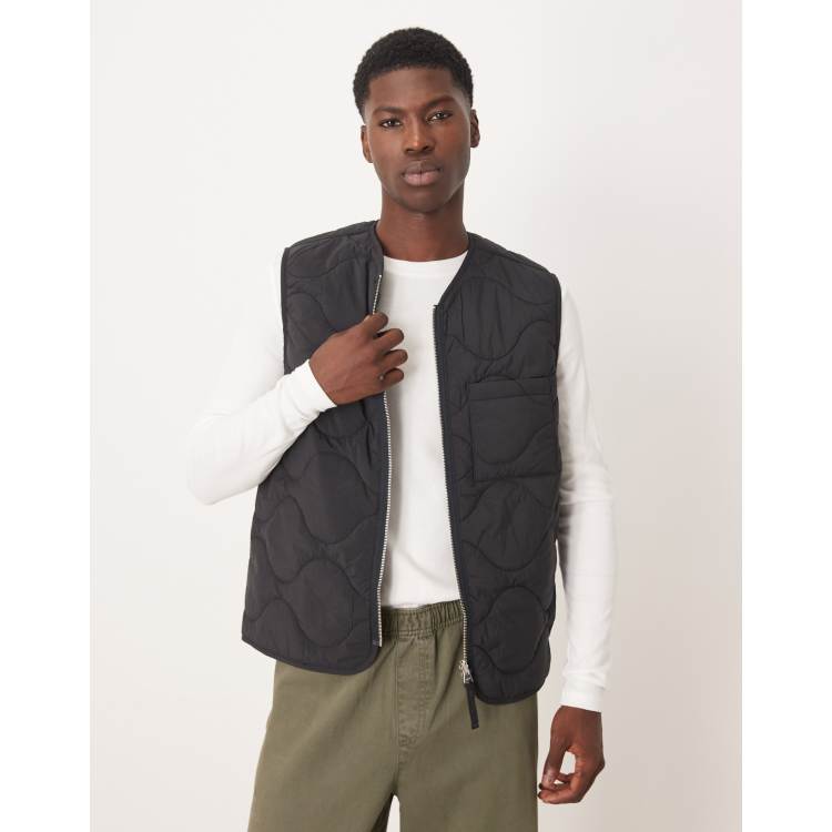 ARKET quilted gilet with zip front in black | ASOS