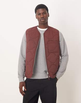 Arket Quilted Gilet With Zip Front In Red
