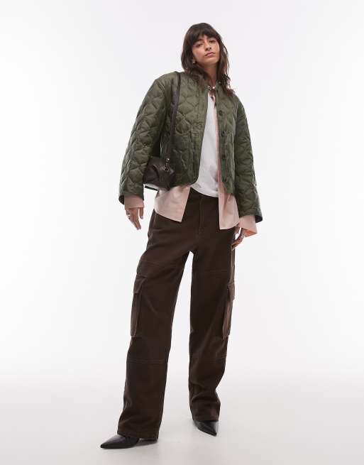 ARKET quilted jacket in khaki