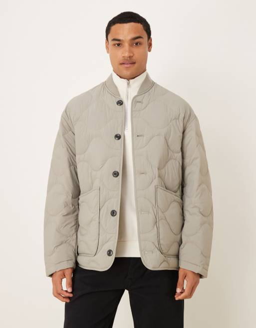 ARKET quilted jacket with ribbed collar in gray