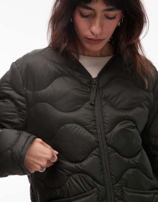 Arket Quilted Jacket With Zip Front In Black
