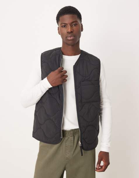 ARKET quilted vest with zip front in black - view 1