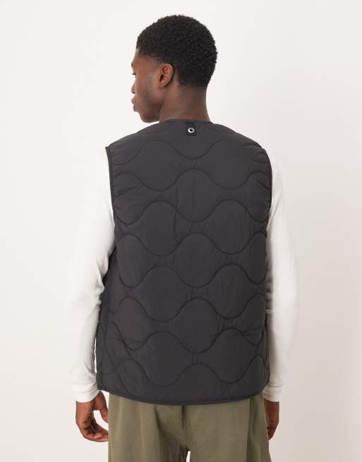 ARKET quilted vest with zip front in black | ASOS
