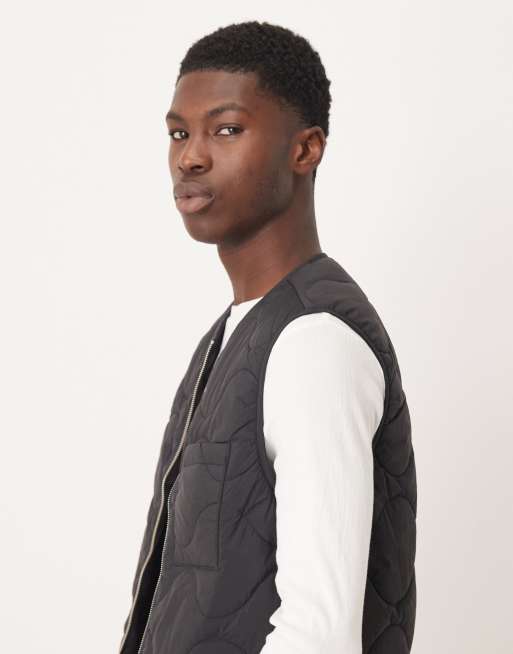 ARKET quilted vest with zip front in black | ASOS