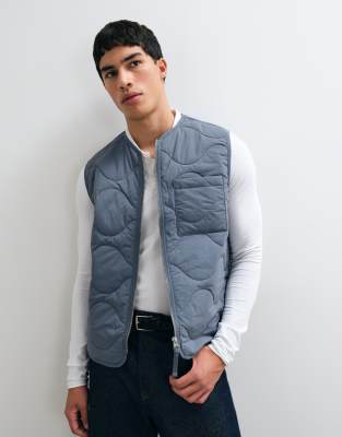 ARKET quilted vest with zip front in gray | ASOS