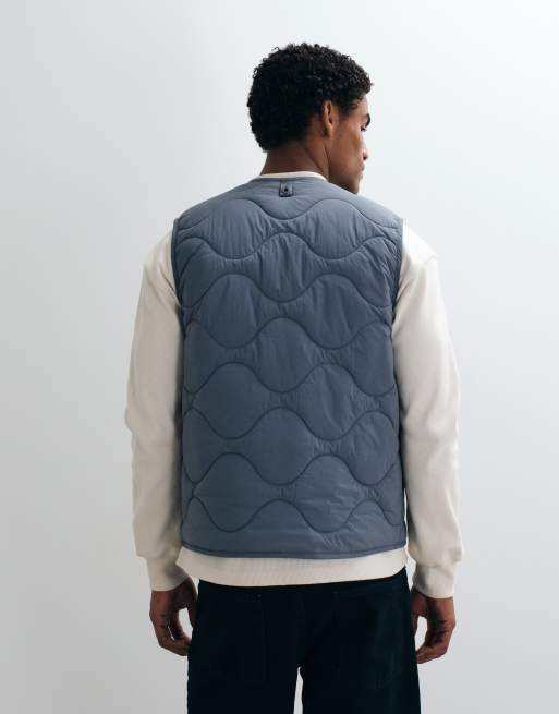 ARKET quilted vest with zip front in gray, 4 of 5