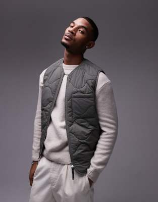 ARKET QUILTED VEST WITH ZIP FRONT 