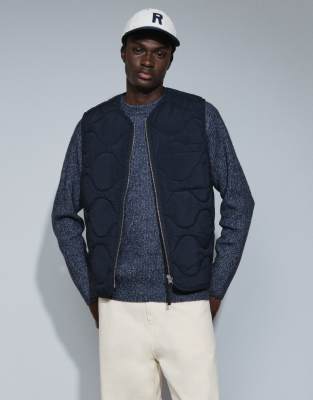 Arket Quilted Vest With Zip Front In Navy