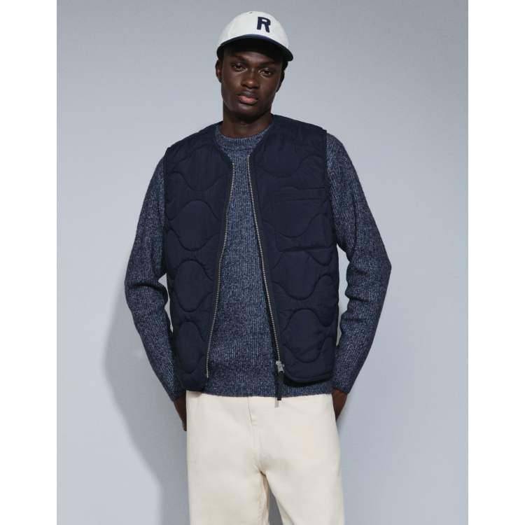 ARKET quilted vest with zip front in navy | ASOS