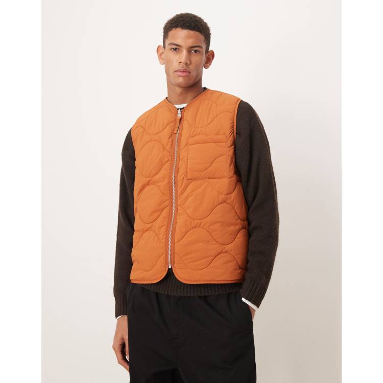 ARKET quilted vest with zip front in orange | ASOS