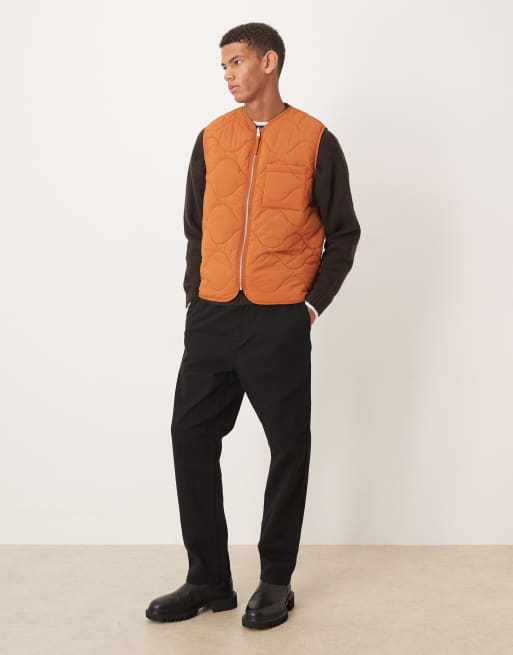 ARKET quilted vest with zip front in orange | ASOS