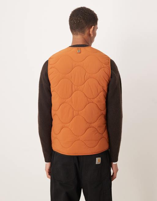ARKET quilted vest with zip front in orange | ASOS