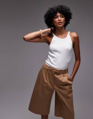 racer neck strappy tank top in white
