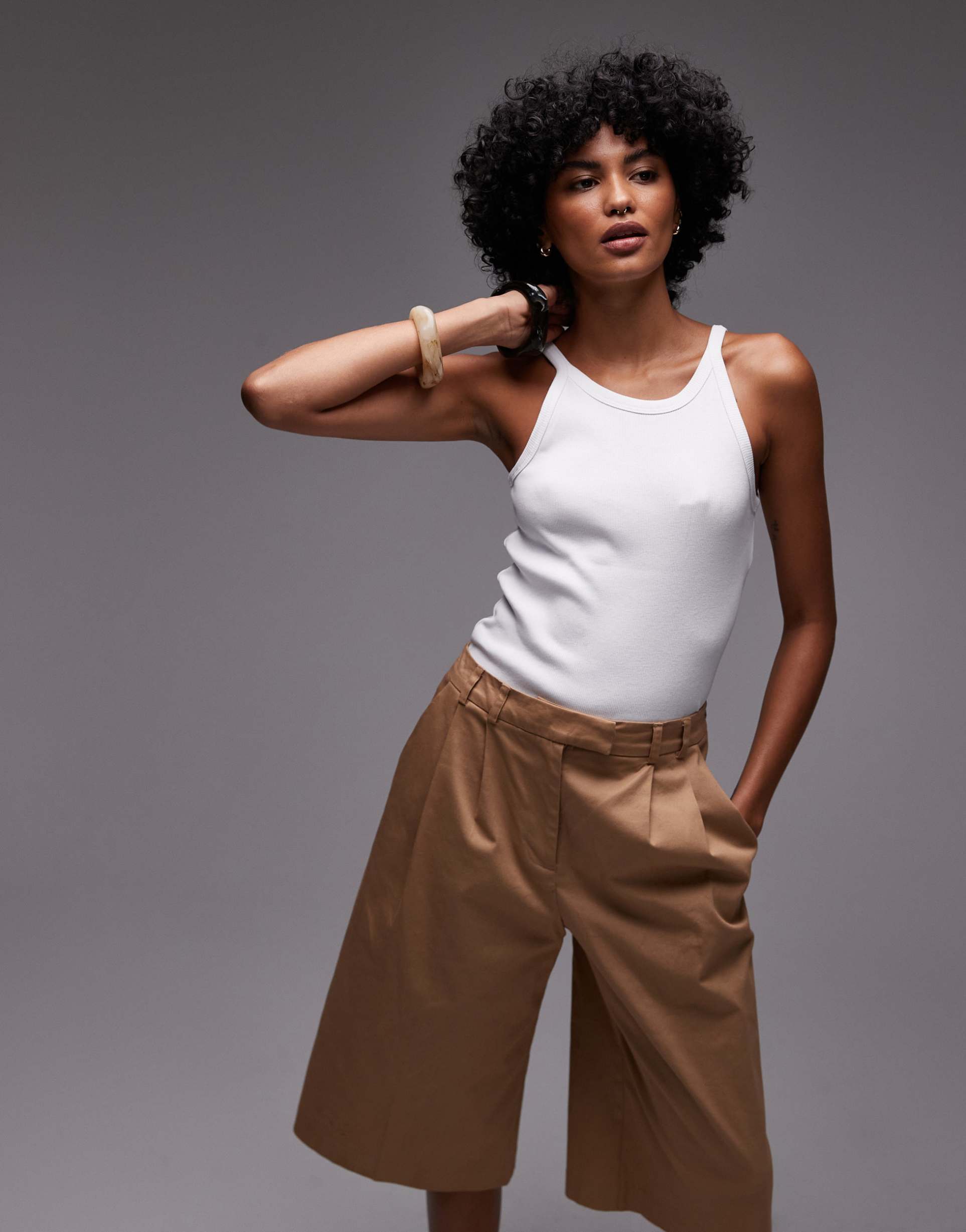 arket racer neck strappy tank top in white