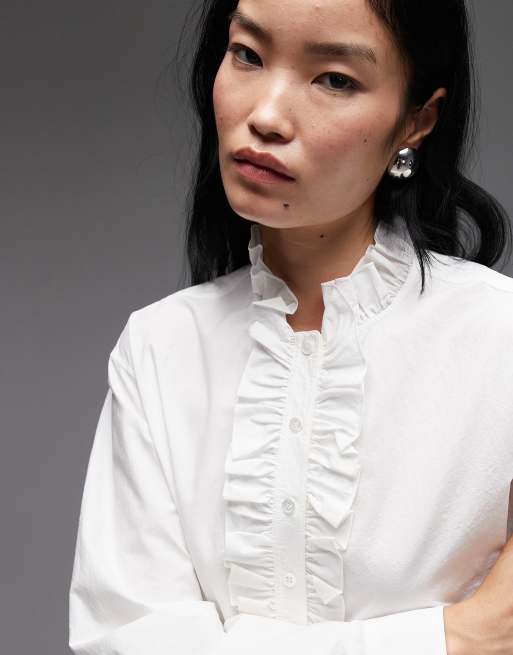 ARKET - Råhvid bluse med lange ærmer og flæser i ren bomuld, 2 af 4