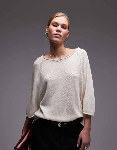 ARKET - Råhvid sweater med 3/4-lange ærmer i løs strik af ren bomuld - view 1