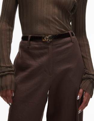 Arket Real Leather Buckle Croc Belt