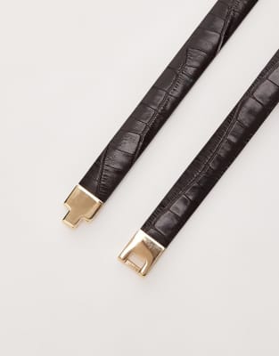 Arket Real Leather Buckle Croc Belt