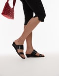 [Arket] ARKET real leather croc wedge sandals in black 41 BLACK