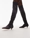 [Arket] ARKET real leather over-the-knee satin finish boots in burgundy-Red 38 BURGUNDY