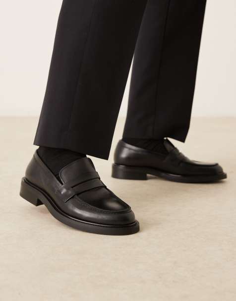 ARKET real leather premium formal loafer shoes in black - view 1