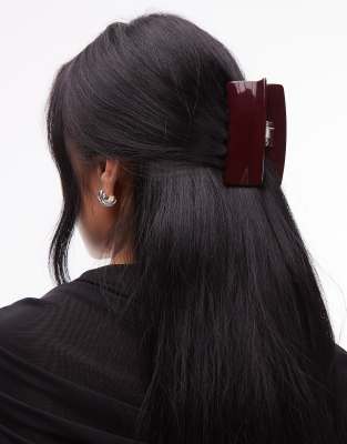 Arket ARKET rectangle big claw clip in dark red burgundy