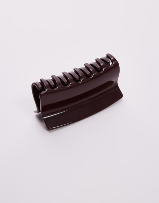 ARKET rectangle big claw clip in dark red burgundy | ASOS