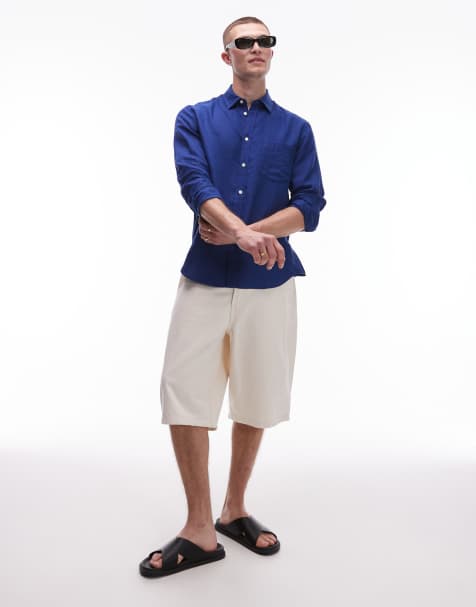 ARKET regular fit linen shirt in royal blue - view 1