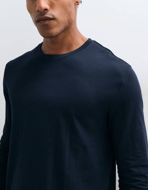 ARKET reines Baumwoll-T-Shirt langärmlig in Marineblau, 5 von 5
