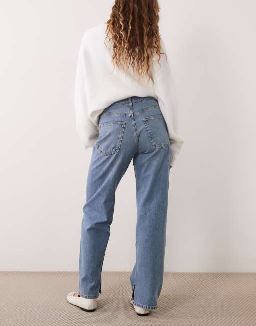 ARKET relaxed boyfriend-jeans med liten slits i tvättad blå, 3 av 5