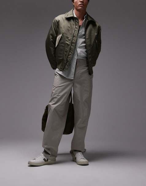 ARKET relaxed chino pants in dark beige - view 1