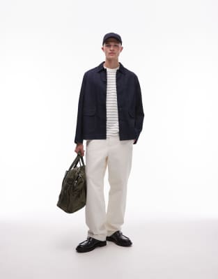 Arket Relaxed Fit Denim Jacket With Profile Stitched Chest Pocket In Blue