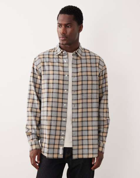 ARKET relaxed fit flannel shirt in beige