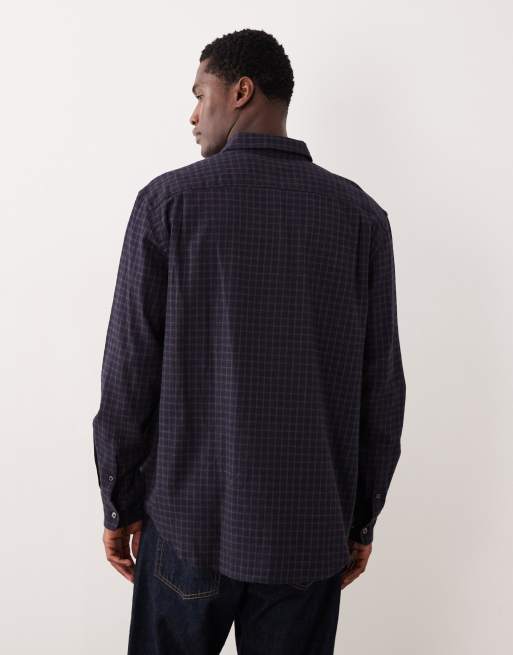 ARKET relaxed fit flannel shirt in blue check, 3 of 5