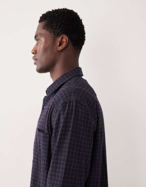 ARKET relaxed fit flannel shirt in blue check, 4 of 5