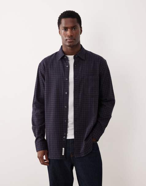 ARKET relaxed fit flannel shirt in blue plaid - view 1
