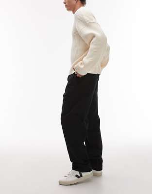 Arket Relaxed Fit Pants With Flat Front In Black