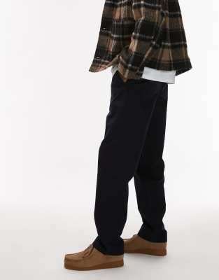 Arket Relaxed Fit Pants With Flat Front In Blue