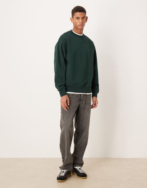 ARKET – Relaxed-Fit-Sweatshirt in Dunkelgrün mit Frottee aus reiner Baumwolle , 2 von 5