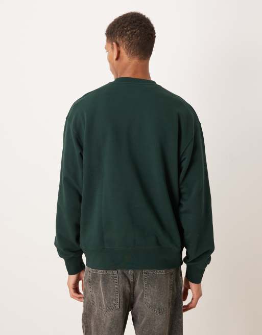 ARKET – Relaxed-Fit-Sweatshirt in Dunkelgrün mit Frottee aus reiner Baumwolle , 3 von 5