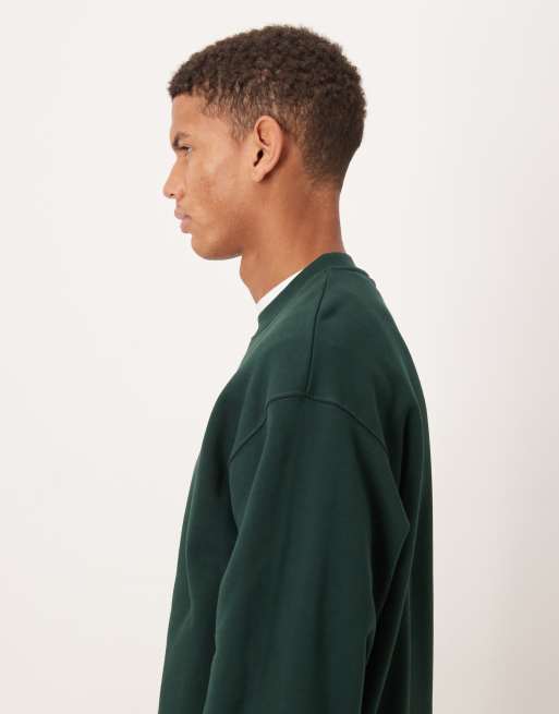 ARKET – Relaxed-Fit-Sweatshirt in Dunkelgrün mit Frottee aus reiner Baumwolle , 4 von 5