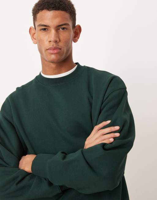 ARKET – Relaxed-Fit-Sweatshirt in Dunkelgrün mit Frottee aus reiner Baumwolle , 5 von 5