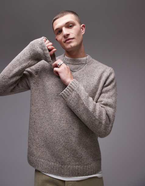 ARKET relaxed fit wool blend textured sweater in beige - view 1