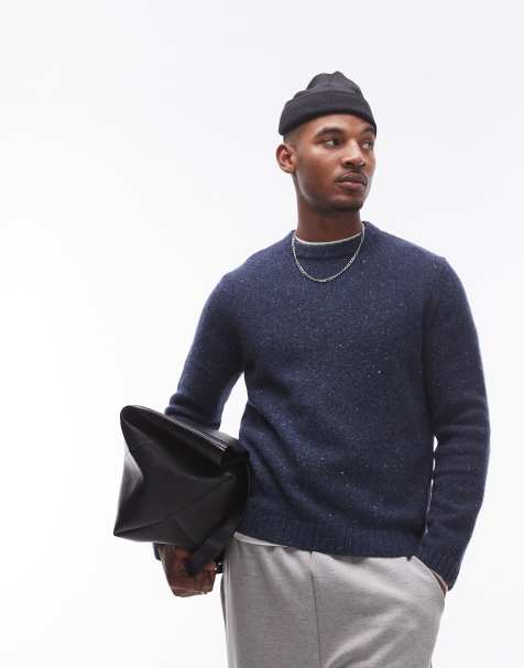 ARKET relaxed fit wool blend textured sweater in blue - view 1