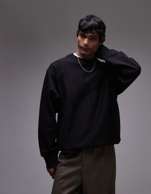 relaxed heavyweight sweatshirt with side panels in black