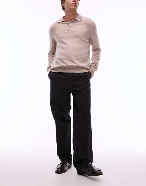 ARKET relaxed leg  tailored trousers with front press in navy blue - view 1