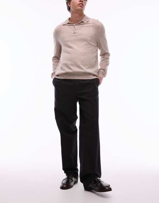 ARKET relaxed leg  tailored trousers with front press in navy blue
