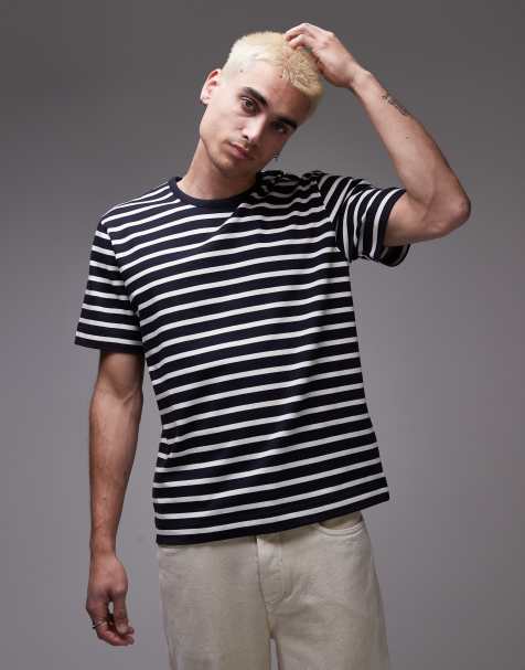 ARKET relaxed t-shirt in blue and white stripes - view 1