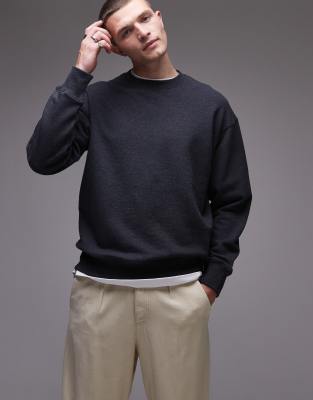 Arket Relaxed Terry Sweatshirt In Dark Gray